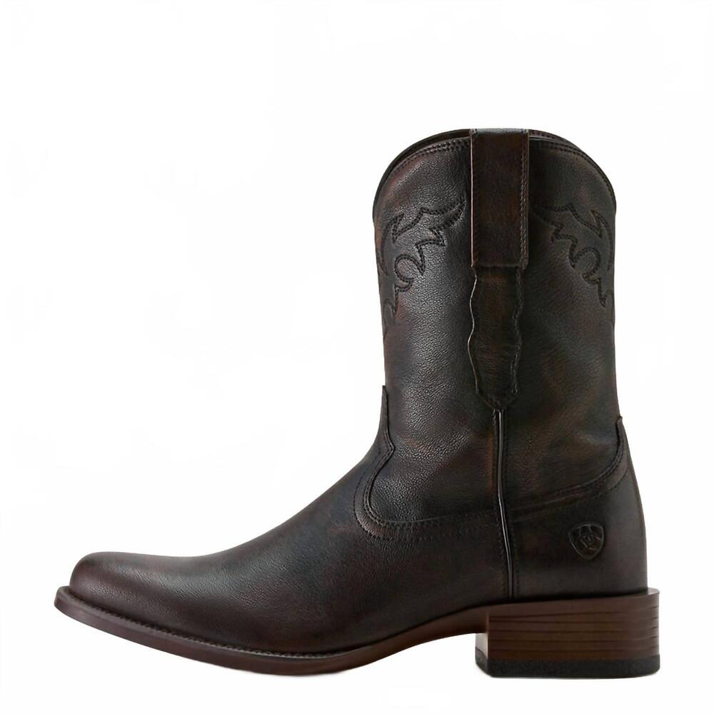NEW ARIAT men's sonoro roper toe side zip western boot in chocolate truffle